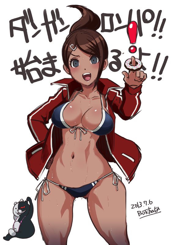 monokuma and asahina aoi (danganronpa and 1 more) drawn by butcha-u