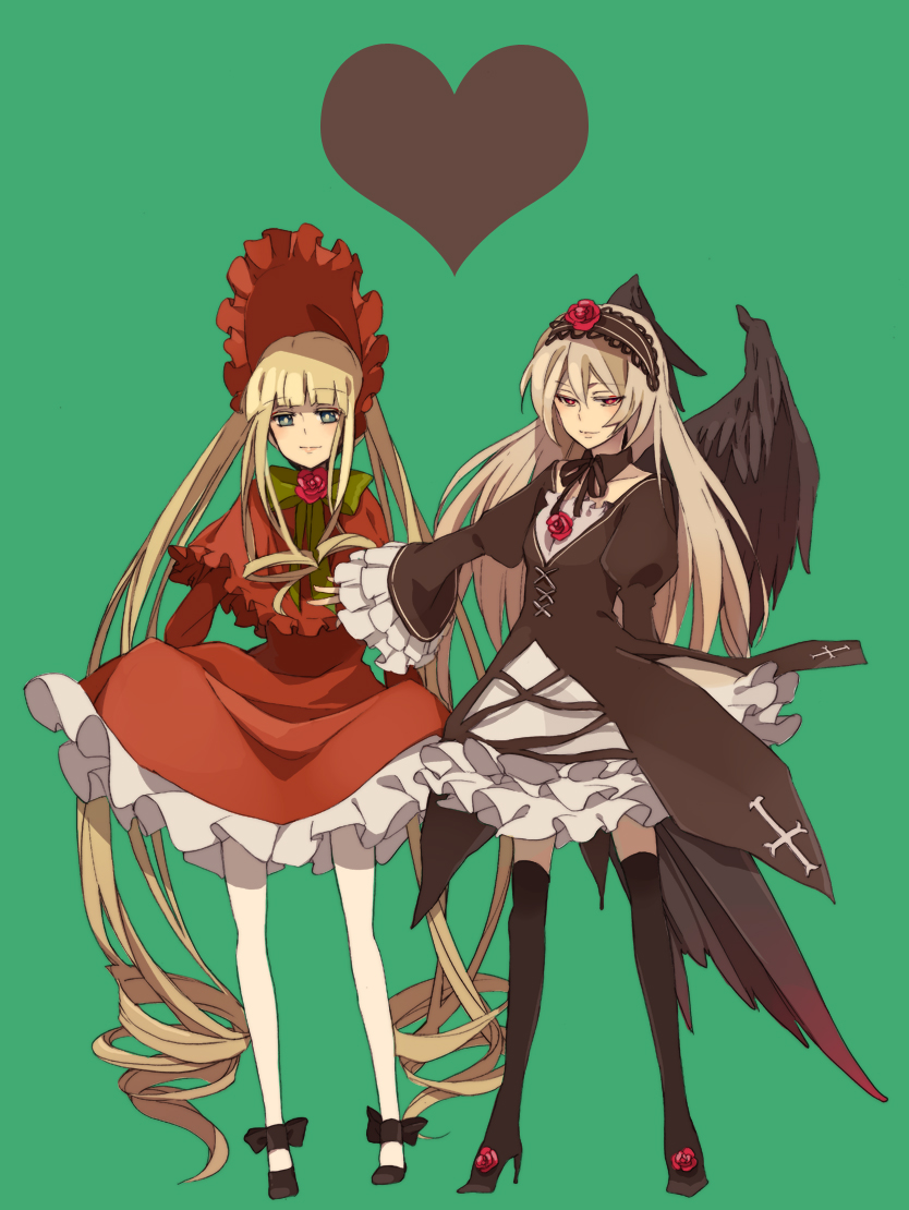 suigintou and shinku (rozen maiden) drawn by lowe_(slow)