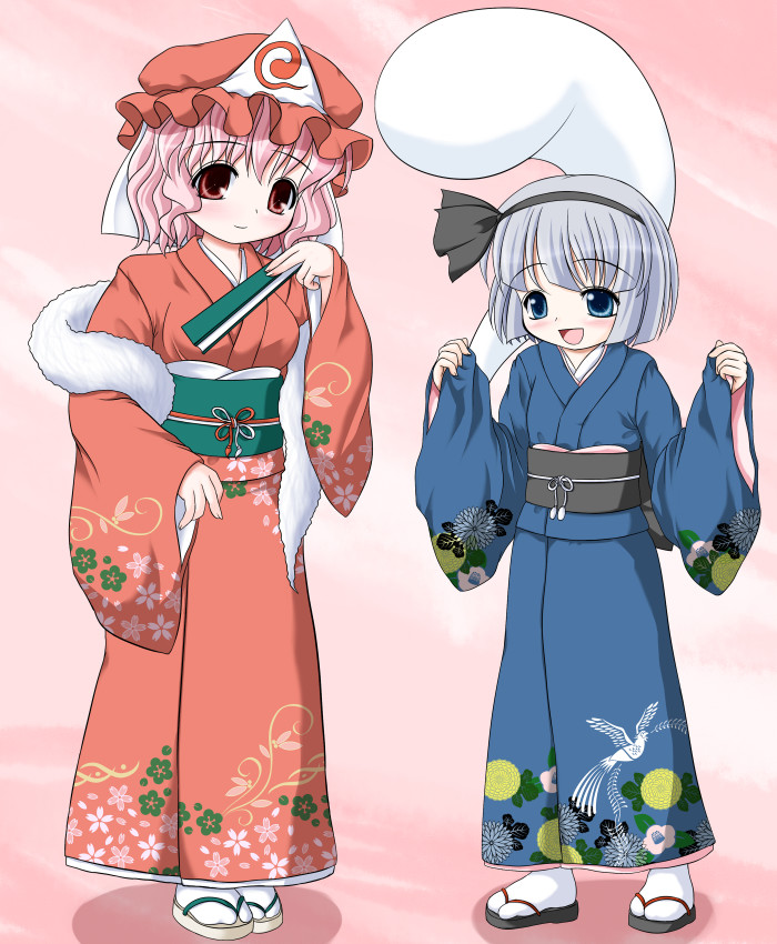 konpaku youmu and saigyouji yuyuko (touhou) drawn by riku_(rikkuru)