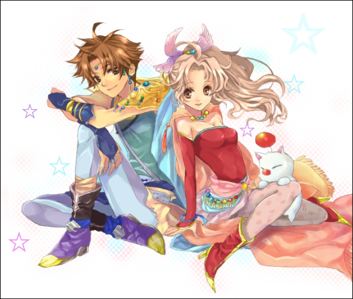 terra branford, moogle, and bartz klauser (final fantasy and 3 more) drawn by uni_(gumin)