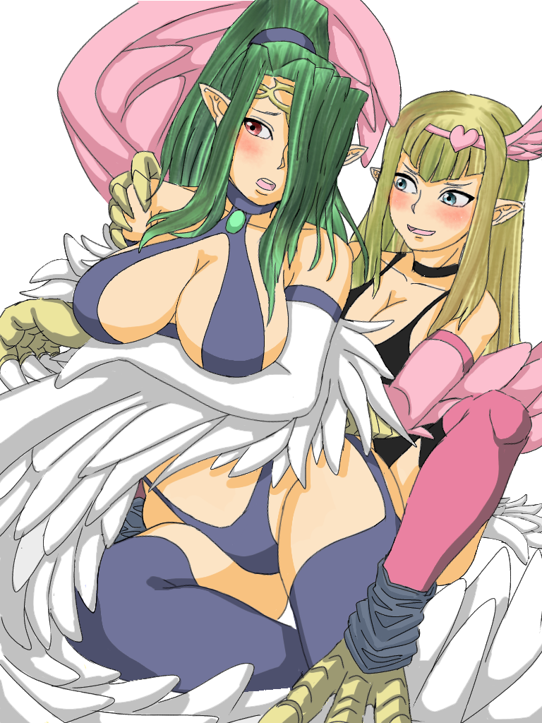 harpie girl and harpie queen (yu-gi-oh!) drawn by horohhoro