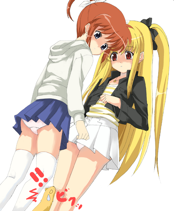 fate testarossa and takamachi nanoha (lyrical nanoha and 2 more) drawn by date_(senpen)