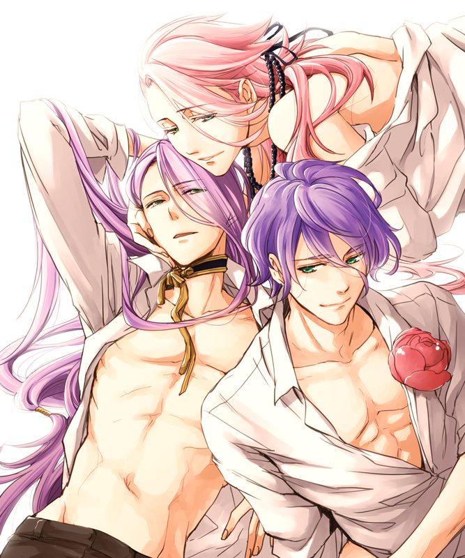 kasen kanesada, souza samonji, and hachisuka kotetsu (touken ranbu) drawn by sakaki_ruuto