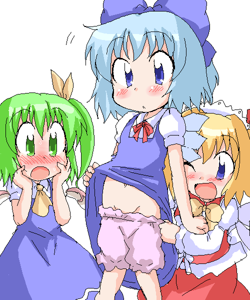 cirno, daiyousei, and sunny milk (touhou) drawn by geetsu