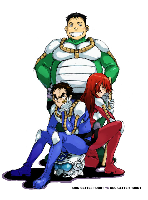ichimonji gou, tachibana shou, and daidou gai (getter robo and 1 more) drawn by nakamura_kanko