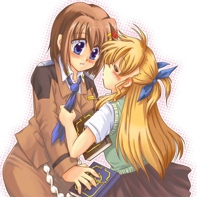 yagami hayate, vivio, and tome of the night sky (lyrical nanoha and 1 more) drawn by san-pon