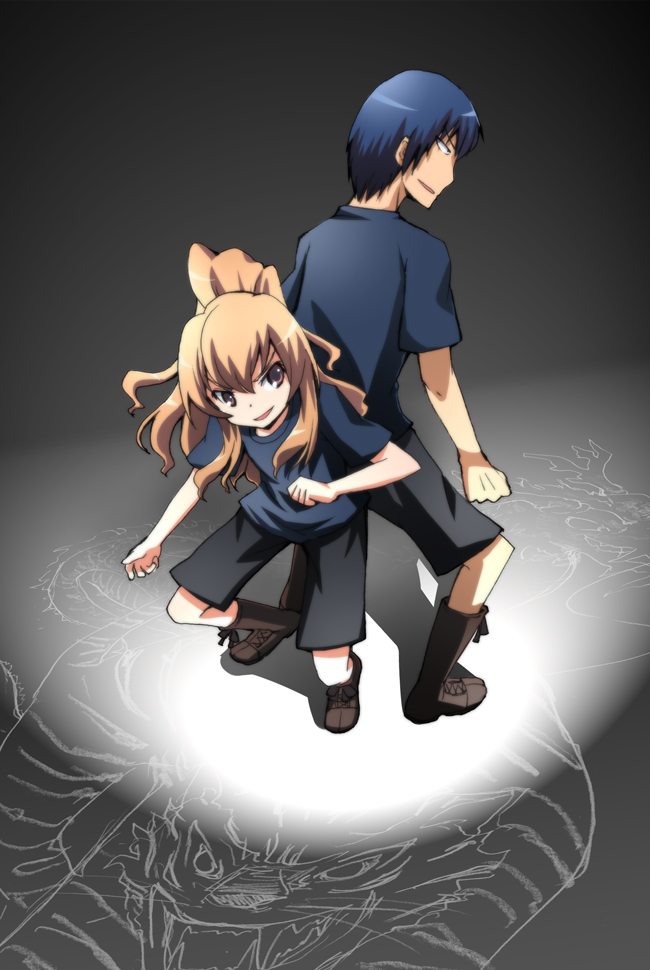 aisaka taiga and takasu ryuuji (toradora!) drawn by sakaki_soshi