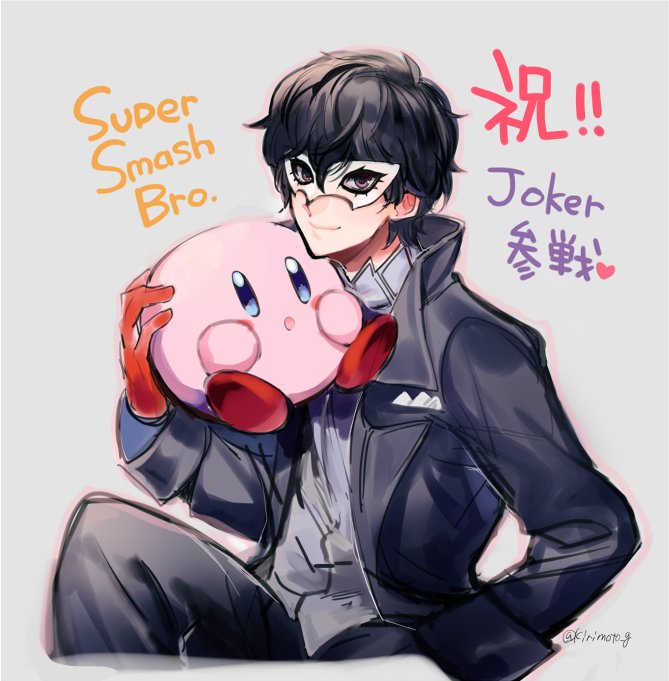 kirby, amamiya ren, and joker (persona and 3 more) drawn by kirishita_yuuji