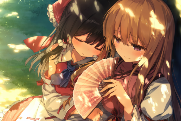 hakurei reimu and yakumo yukari (touhou) drawn by shnva