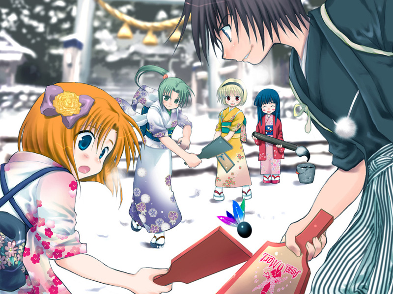 furude rika, ryuuguu rena, houjou satoko, sonozaki mion, and maebara keiichi (higurashi no naku koro ni)