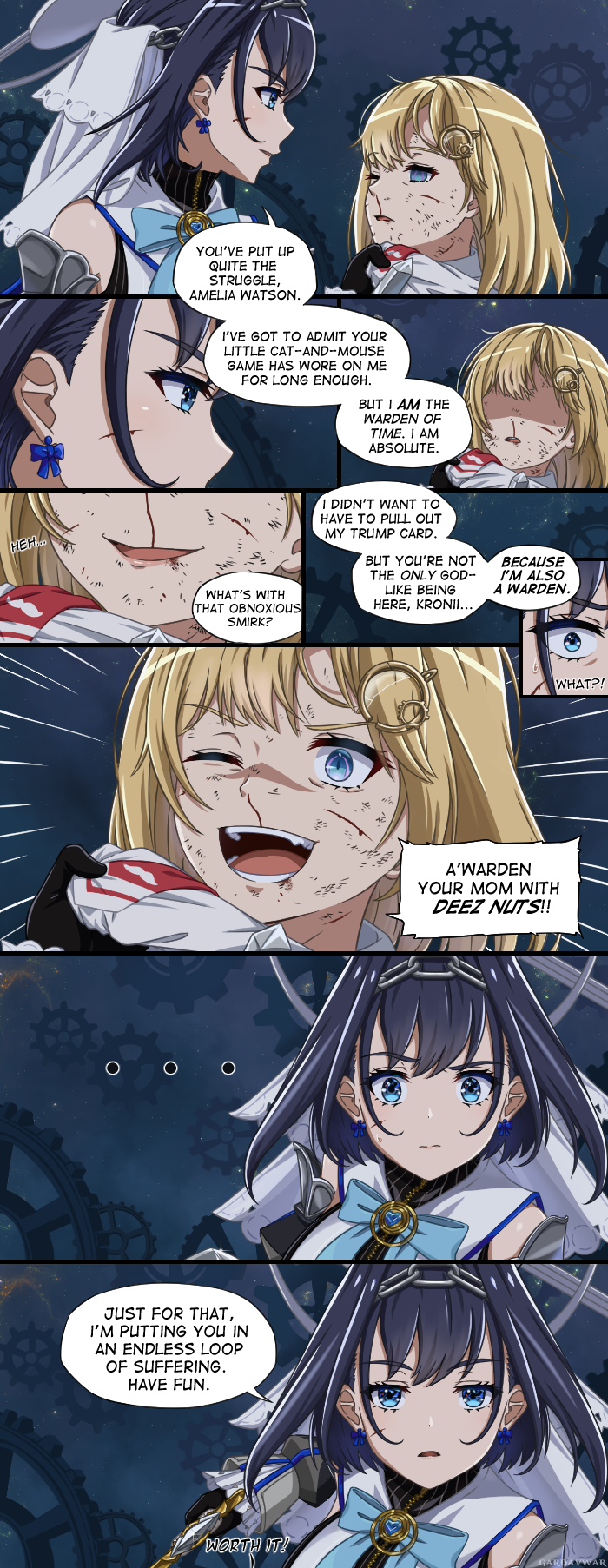 ouro kronii and watson amelia (hololive and 1 more) drawn by gardavwar