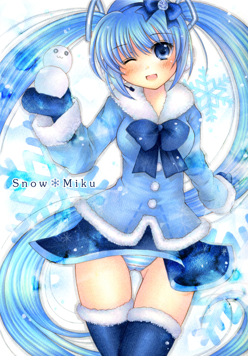hatsune miku and yuki miku (vocaloid) drawn by shinonome86