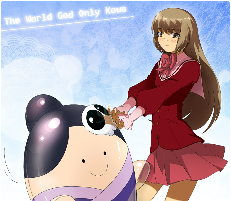 elysia de lute ima and katsuragi keima (kami nomi zo shiru sekai) drawn by daitabashi_kinu