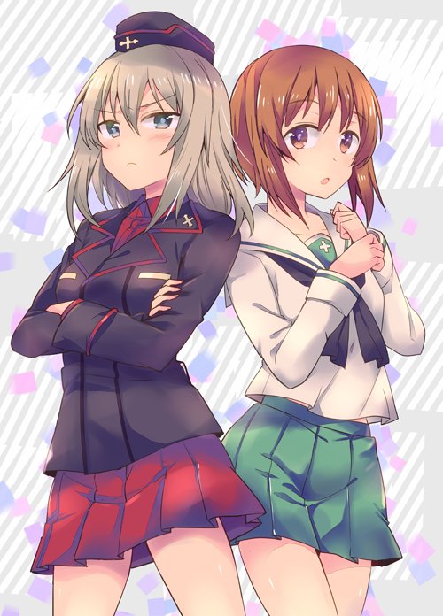 nishizumi miho and itsumi erika (girls und panzer) drawn by takitarou