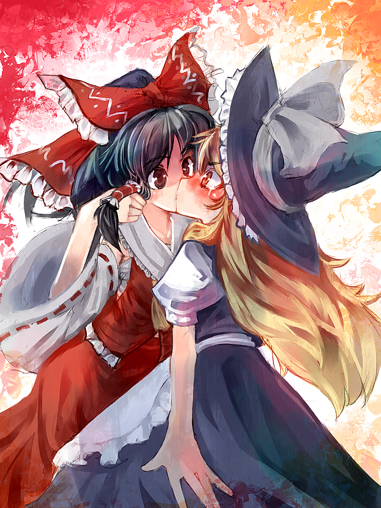hakurei reimu and kirisame marisa (touhou) drawn by ukyo_rst