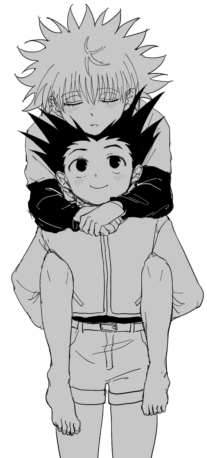 killua zoldyck and gon freecss (hunter x hunter) drawn by hamm_burger
