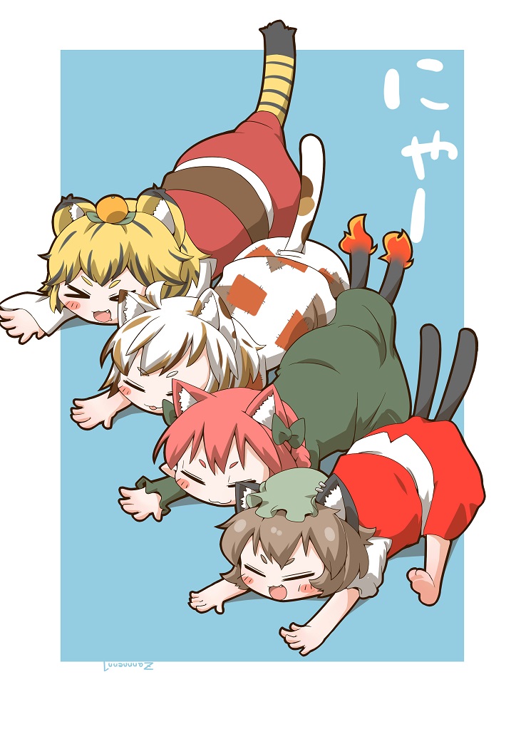 kaenbyou rin, chen, toramaru shou, and goutokuji mike (touhou) drawn by zannen_na_hito