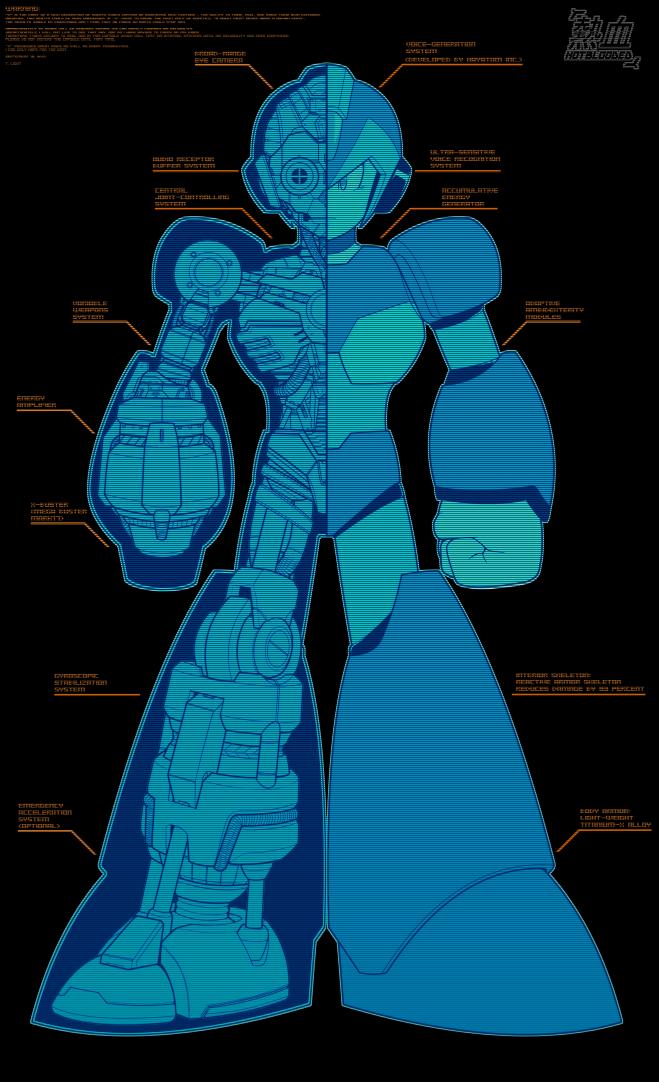 x (mega man and 1 more) drawn by hotbloodedmecha