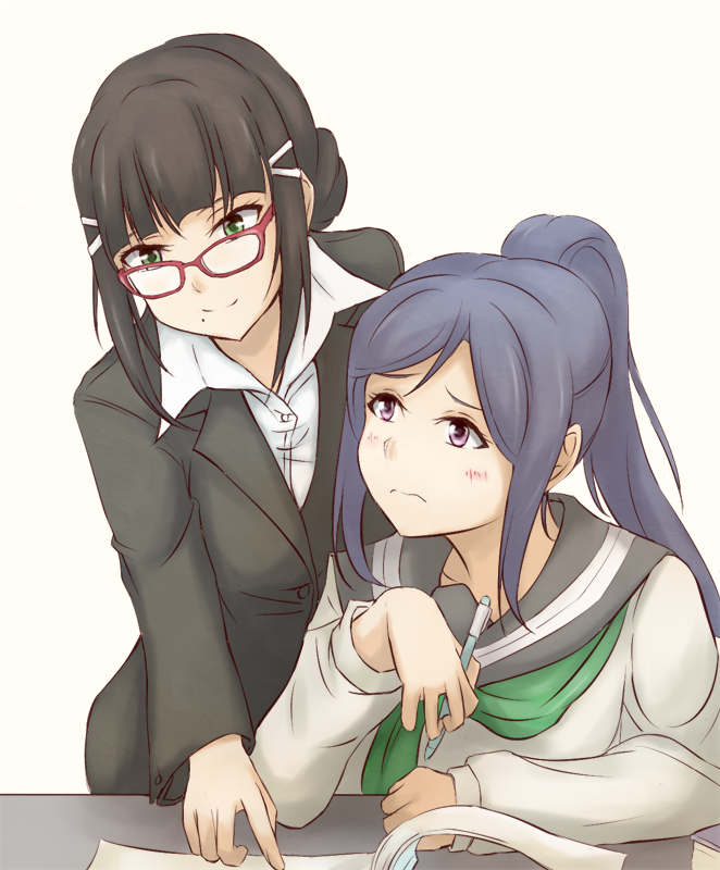 matsuura kanan and kurosawa dia (love live! and 1 more) drawn by ken_(kenta1922)