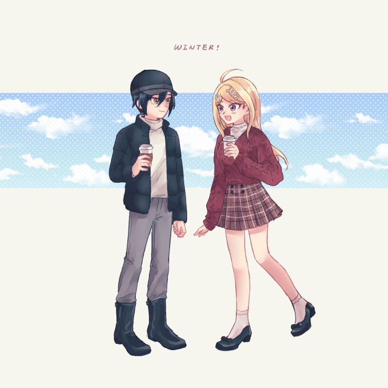 saihara shuichi and akamatsu kaede (danganronpa and 1 more) drawn by geqian_guiyu