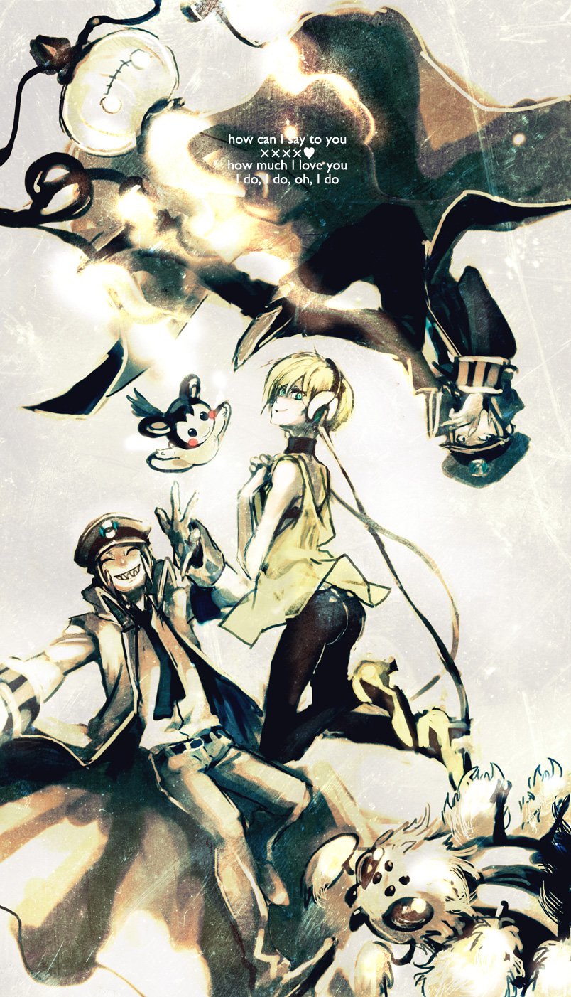 elesa, ingo, chandelure, emmet, emolga, and 1 more (pokemon and 1 more) drawn by taki_zen'ichi