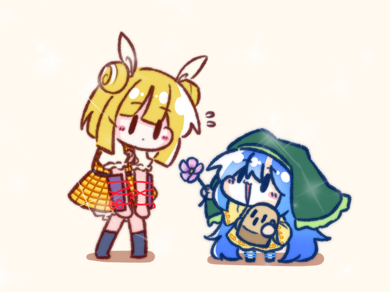 haniyasushin keiki and joutouguu mayumi (touhou) drawn by kirby_(tiokirby)
