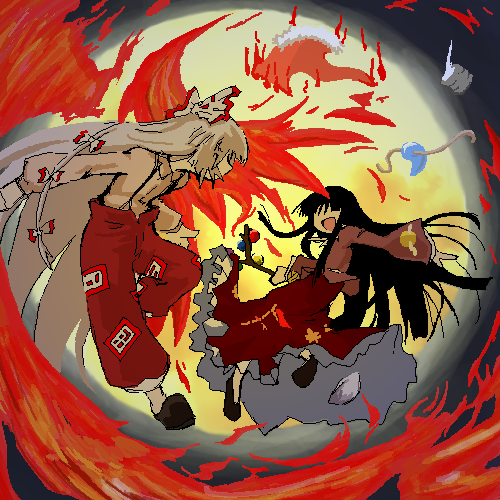 fujiwara no mokou and houraisan kaguya (touhou) drawn by masu_gitsune