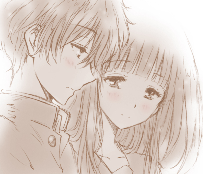 chitanda eru and oreki houtarou (hyouka) drawn by bluez