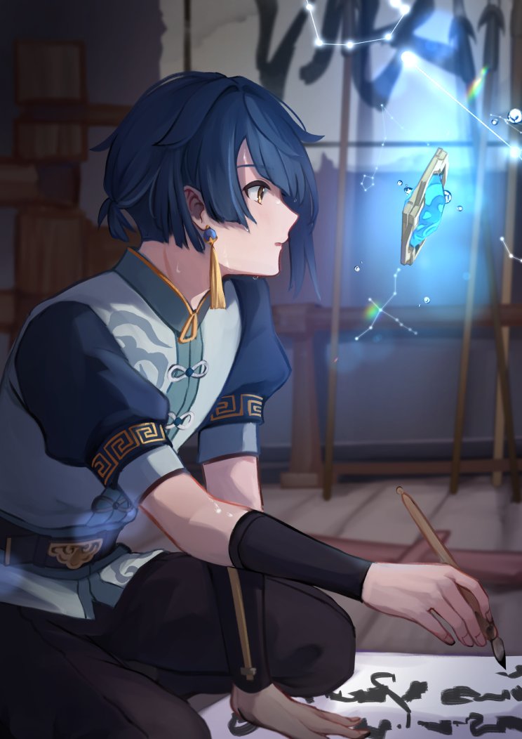 xingqiu (genshin impact) drawn by mikanchii