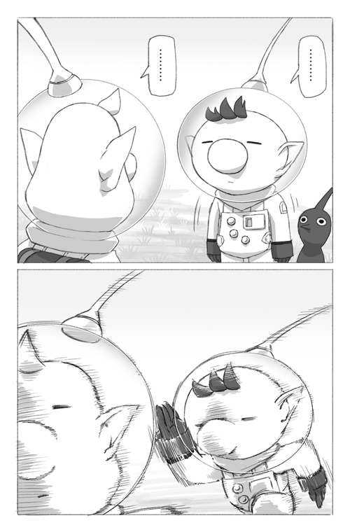 red pikmin, olimar, and louie (pikmin) drawn by naru_(wish_field)