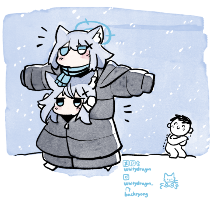 sensei, doodle sensei, shiroko, and shiroko terror (blue archive) drawn by whitydragon
