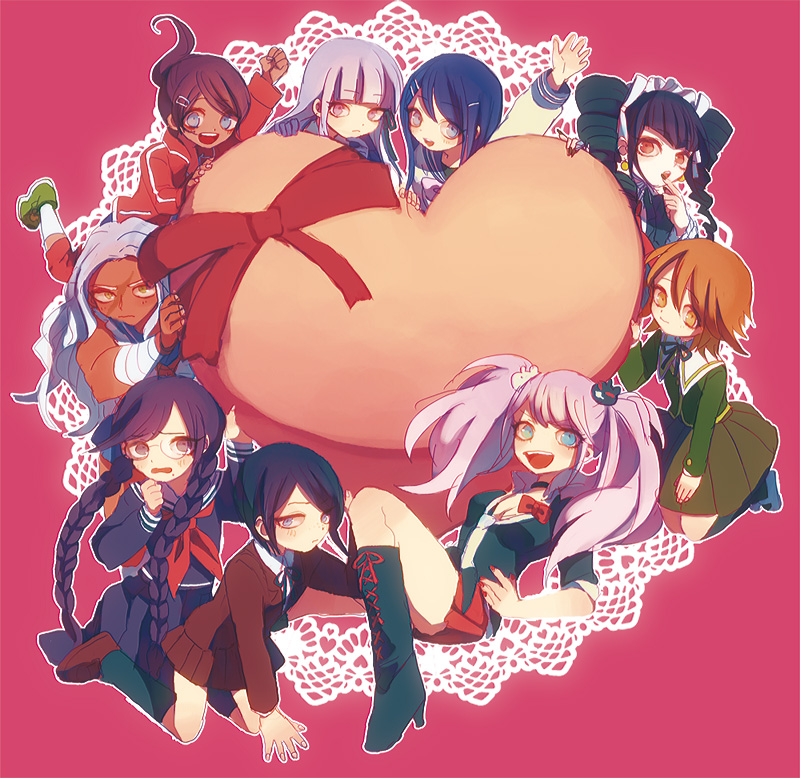 kirigiri kyoko, enoshima junko, celestia ludenberg, maizono sayaka, fujisaki chihiro, and 4 more (danganronpa and 1 more) drawn by momiji_kinoko