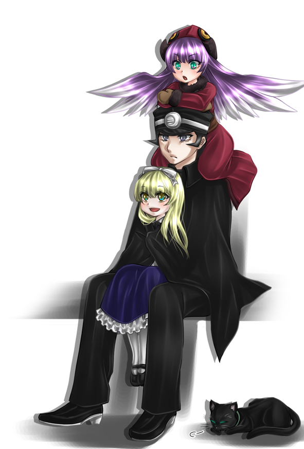kuzunoha raidou, alice, gouto, and muu shuwuu (shin megami tensei and 2 more) drawn by jie_(pome-world1010)