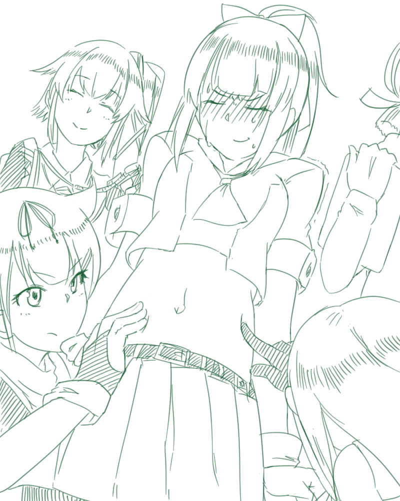 yuudachi, yuudachi kai ni, akashi, samidare, yuubari, and 1 more (kantai collection) drawn by ikazaemon_(ten_oto)