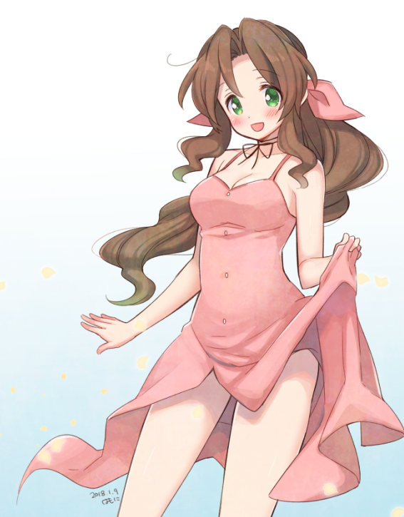aerith gainsborough (final fantasy and 1 more) drawn by krudears