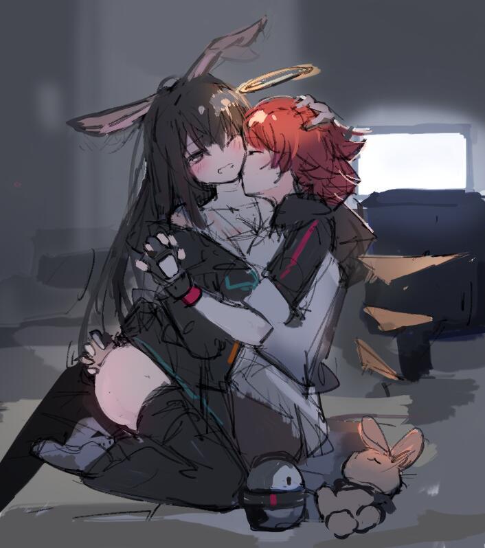doctor, exusiai, and female doctor (arknights) drawn by amano_toshi