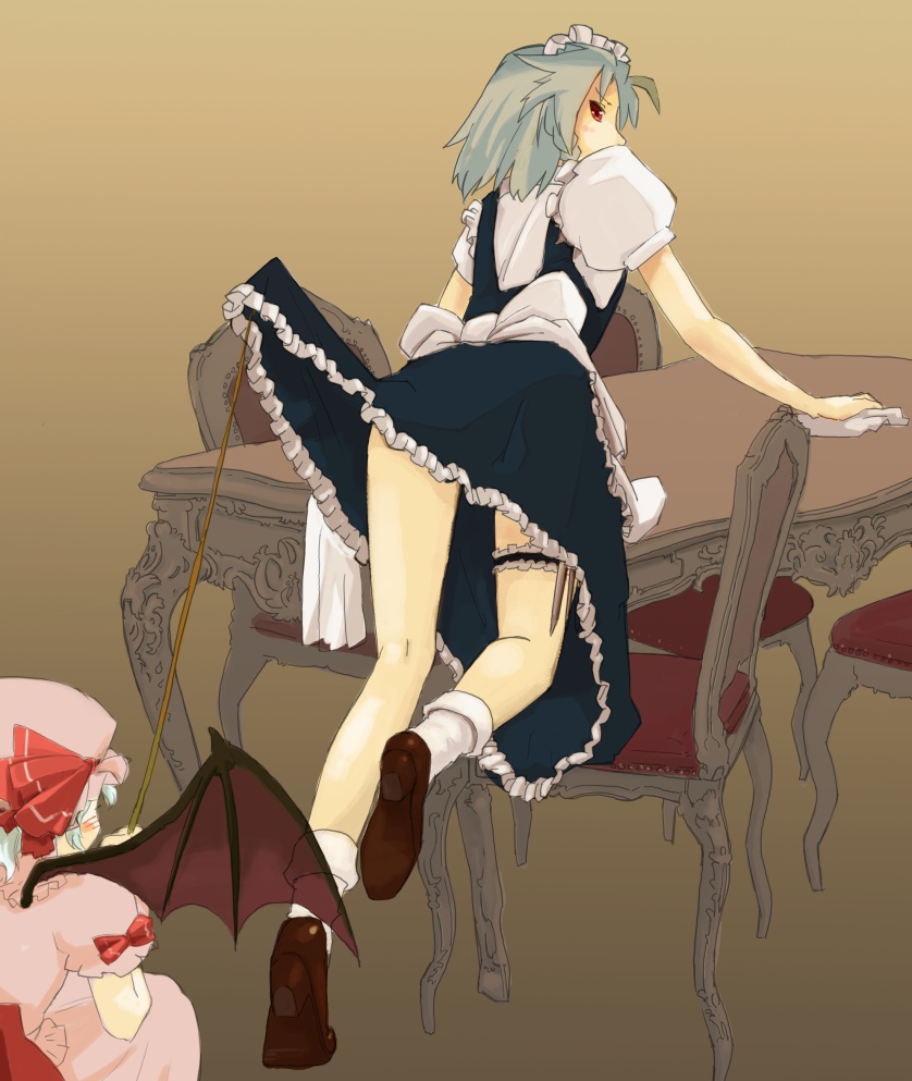 remilia scarlet and izayoi sakuya (touhou) drawn by pinzu