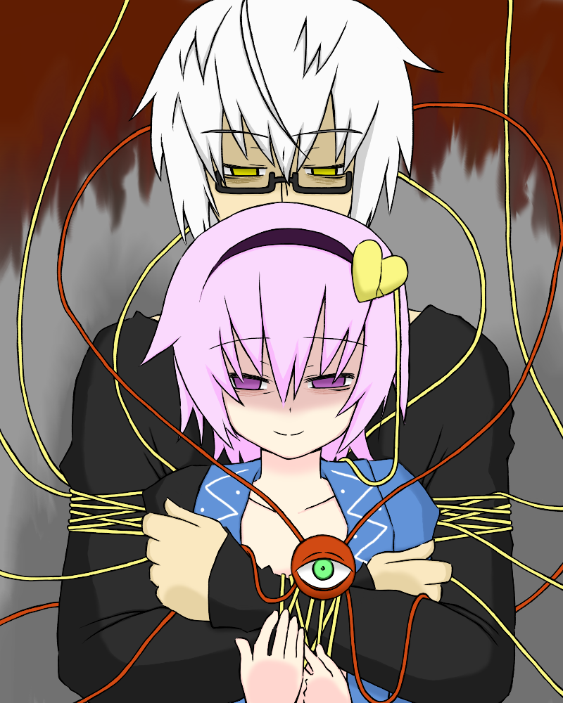 komeiji satori and morichika rinnosuke (touhou) drawn by sag_(karehabase)
