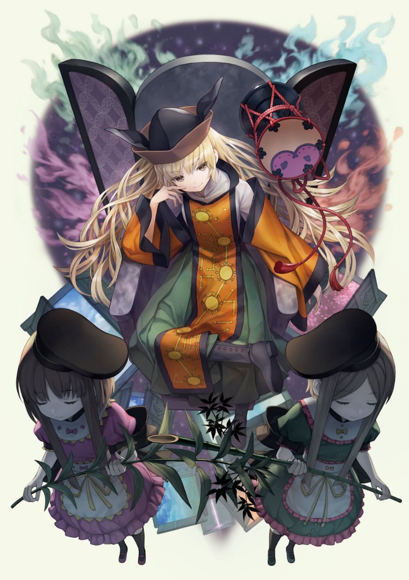 matara okina, nishida satono, and teireida mai (touhou and 1 more) drawn by masakichi_(mmw)