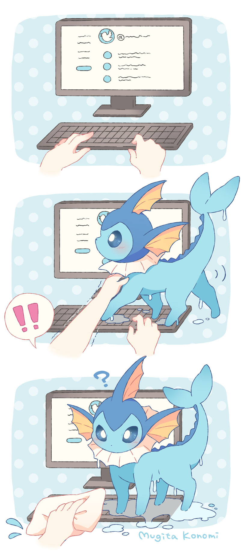 vaporeon (pokemon and 1 more) drawn by mugita_konomi