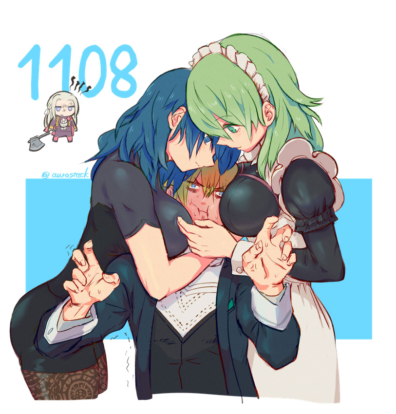 edelgard von hresvelg, dimitri alexandre blaiddyd, and female byleth (fire emblem and 1 more) drawn by aurastack