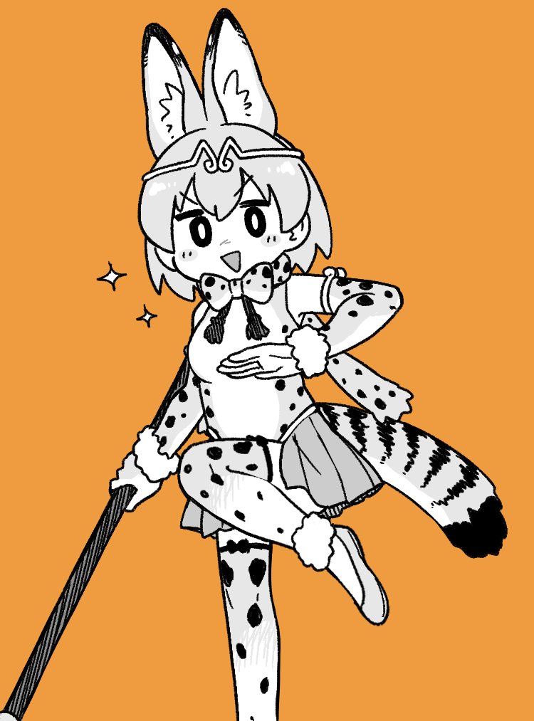 serval and golden snub-nosed monkey (kemono friends) drawn by bseibutsu