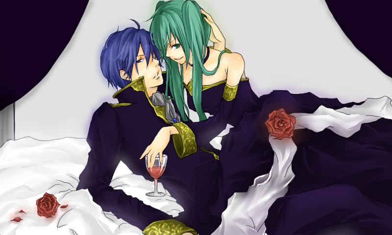 hatsune miku and kaito (vocaloid and 1 more) drawn by uto_karasu