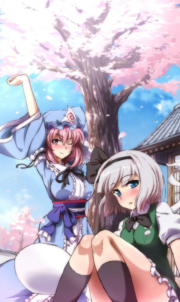 konpaku youmu and saigyouji yuyuko (touhou) drawn by sama_samasa