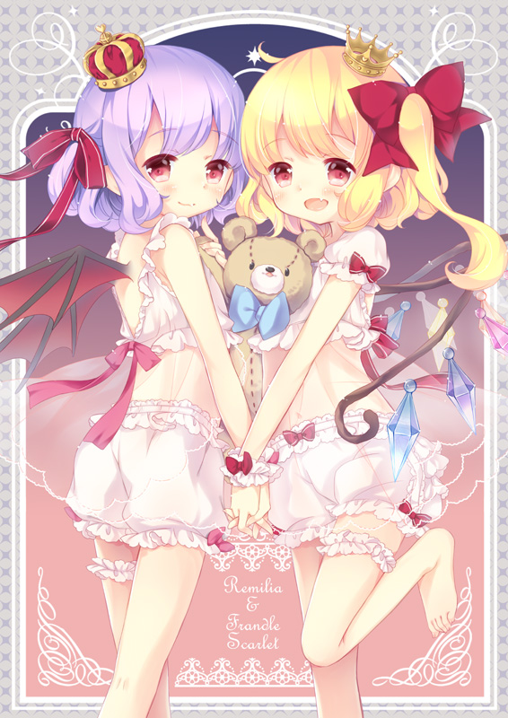 remilia scarlet and flandre scarlet (touhou) drawn by aogiri_sei