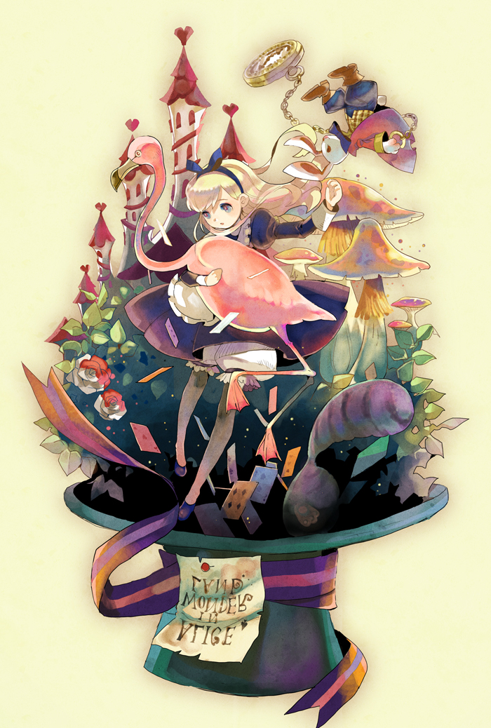 Alice White Rabbit And Cheshire Cat Alice In Wonderland Drawn By Tobi Kotetsu Danbooru