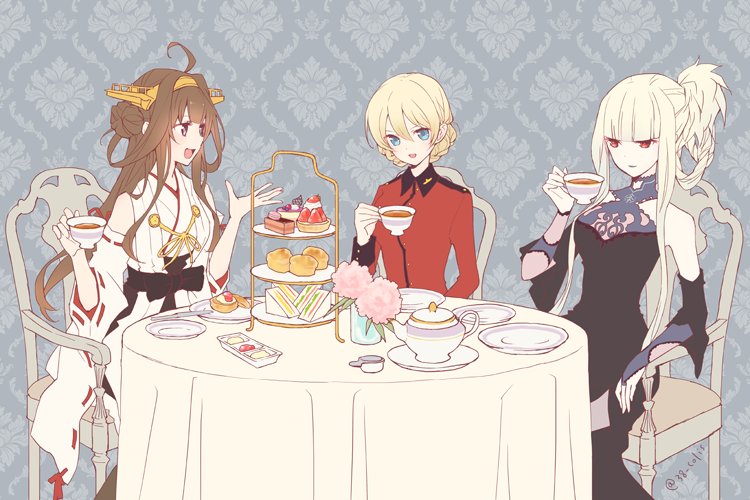 darjeeling and kongou (kantai collection and 2 more) drawn by colis