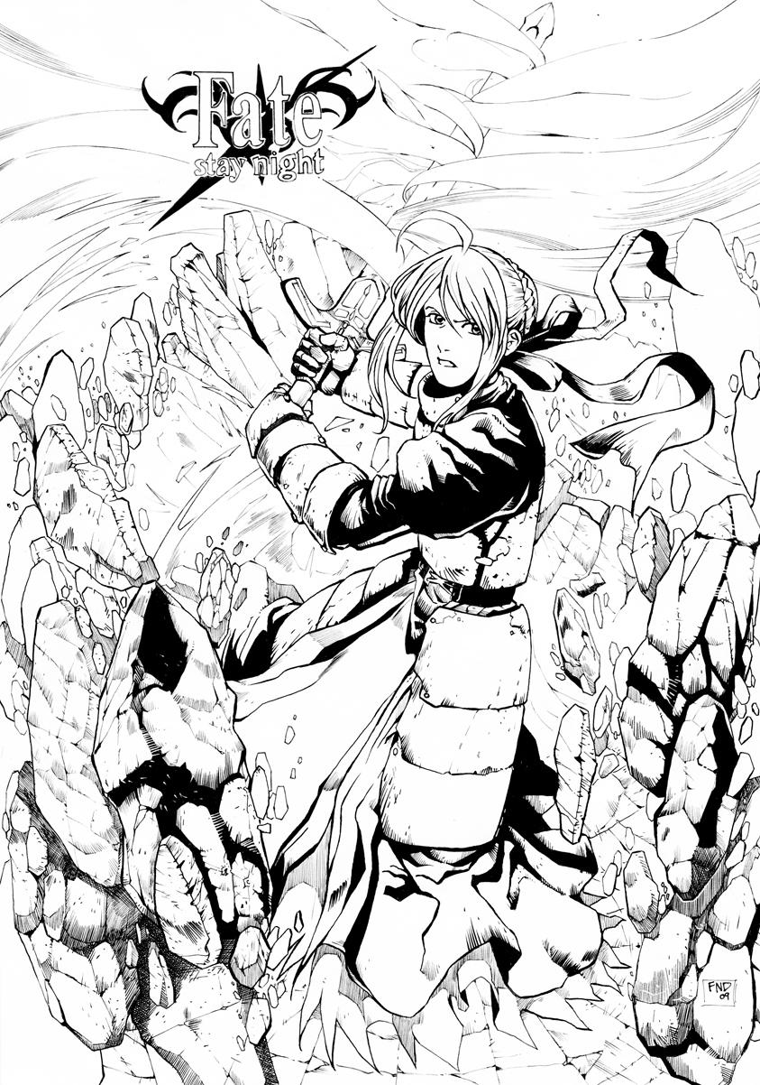 artoria pendragon and saber (fate and 1 more) drawn by keii-san