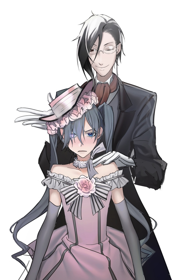 ciel phantomhive and sebastian michaelis (kuroshitsuji) drawn by kyandii