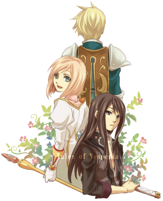 yuri lowell, estellise sidos heurassein, and flynn scifo (tales of and 1 more) drawn by miho_(mi)